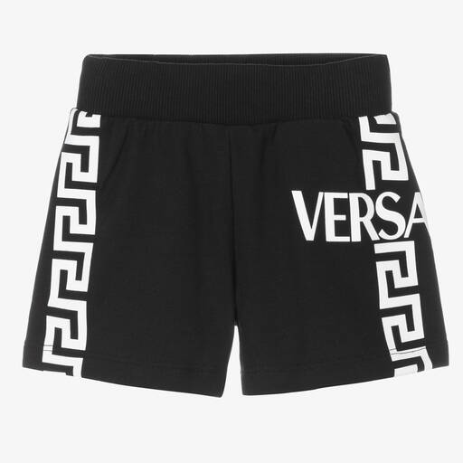 Versace-Boys Black Cotton Greca Shorts | Childrensalon Outlet