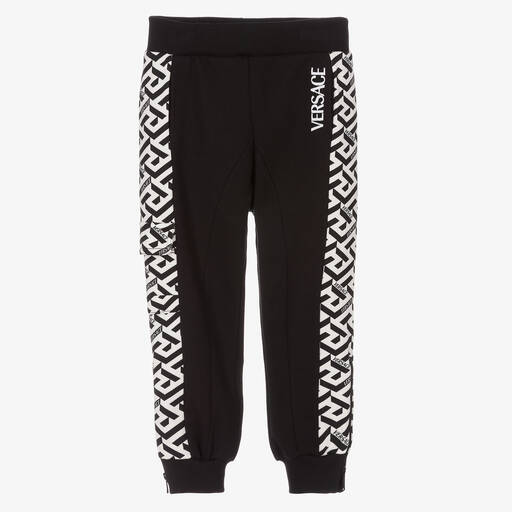 Versace-Boys Black Cotton Logo Joggers | Childrensalon Outlet