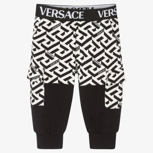 Versace-Boys Black Greca Joggers | Childrensalon Outlet