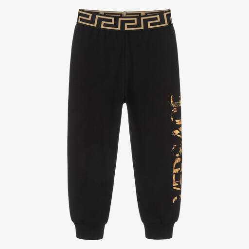 Versace-Boys Black Greca Joggers | Childrensalon Outlet