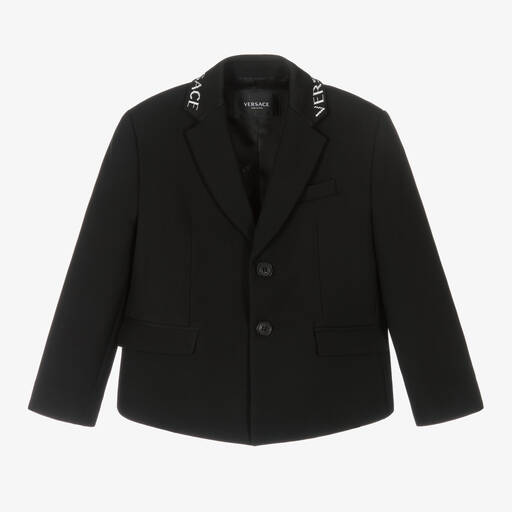 Versace-Boys Black Logo Blazer  | Childrensalon Outlet