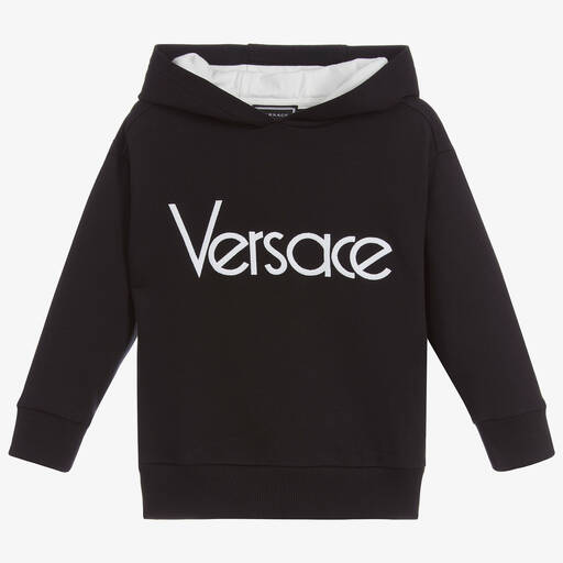 Versace-Boys Black Logo Hoodie  | Childrensalon Outlet