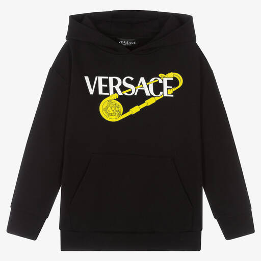 Versace-توب هودي قطن لون أسود للأولاد | Childrensalon Outlet