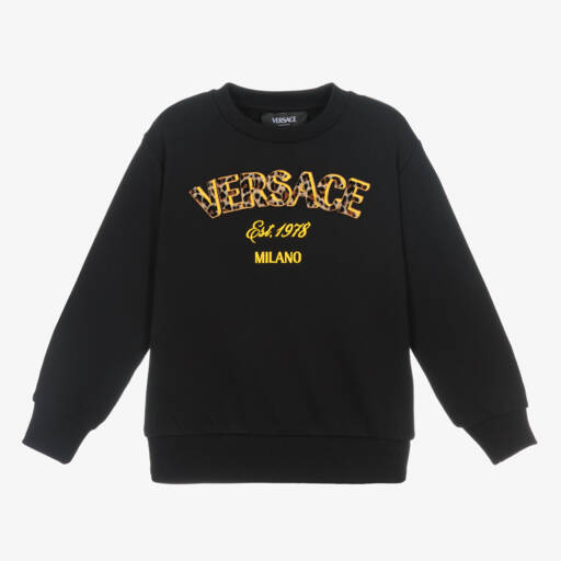 Versace-Boys Black Logo Print Sweatshirt | Childrensalon Outlet