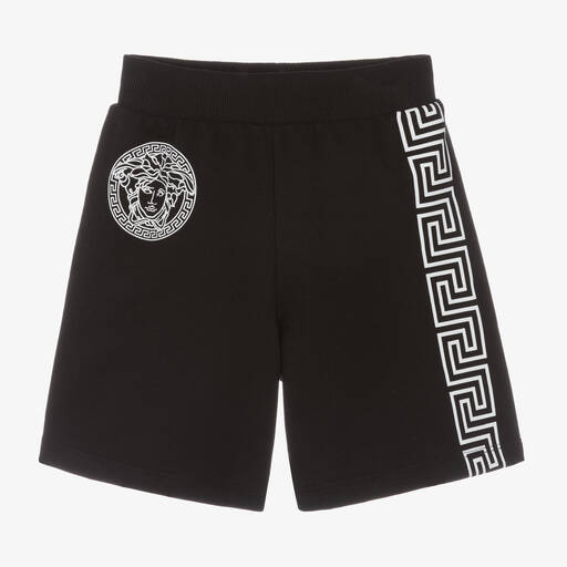 Versace-Boys Black & White Cotton Shorts | Childrensalon Outlet
