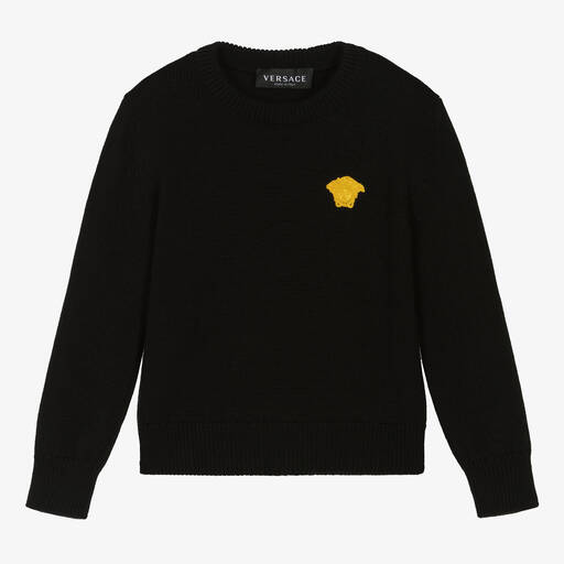 Versace-Boys Black Wool Medusa Sweater | Childrensalon Outlet