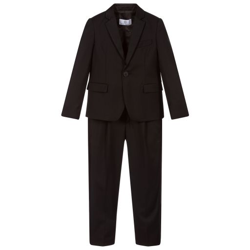 Versace-Boys Black Wool Tuxedo Suit | Childrensalon Outlet