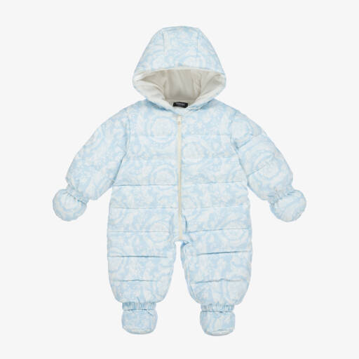 Versace-أفرول للثلج بطبعة الباروك مبطن بريش لون أزرق | Childrensalon Outlet
