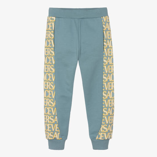 Versace-Boys Blue Cotton Joggers | Childrensalon Outlet