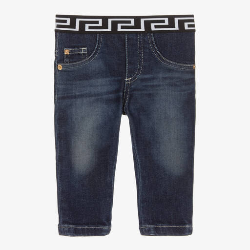 Versace-Синие джинсы с принтом Greca | Childrensalon Outlet