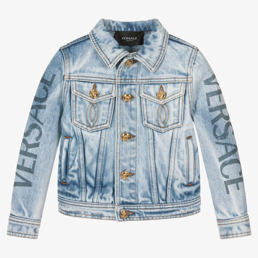 Versace-Boys Blue Denim Logo Jacket | Childrensalon Outlet