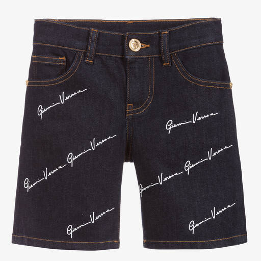 Versace-Boys Blue Denim Shorts | Childrensalon Outlet