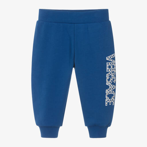 Versace-Boys Blue Embroidered Cotton Joggers | Childrensalon Outlet