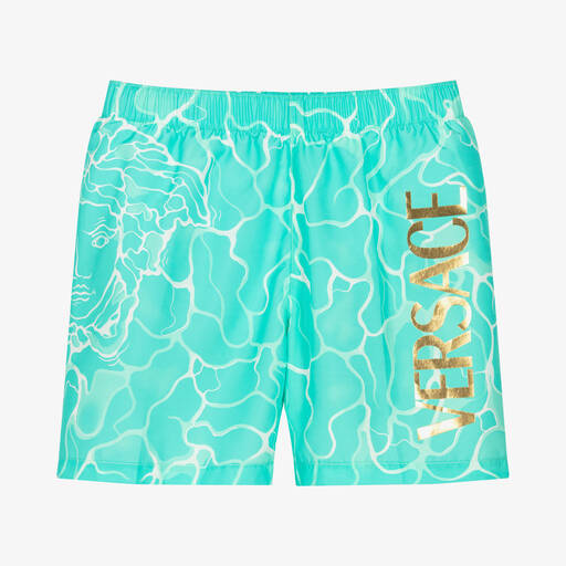 Versace-شورت سباحة لون أزرق وذهبي للأولاد | Childrensalon Outlet