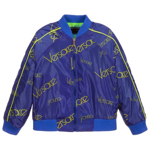 Versace-Boys Blue & Green Logo Jacket | Childrensalon Outlet
