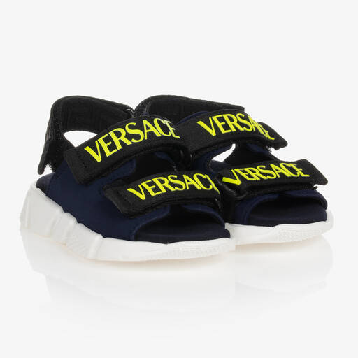 Versace-Boys Blue Logo Sandals | Childrensalon Outlet