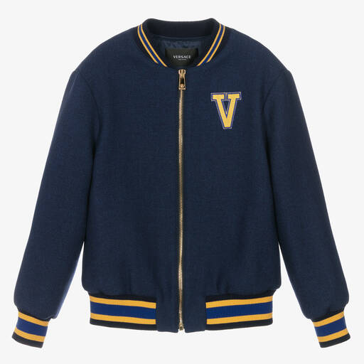 Versace-Синяя шерстяная куртка Medusa | Childrensalon Outlet