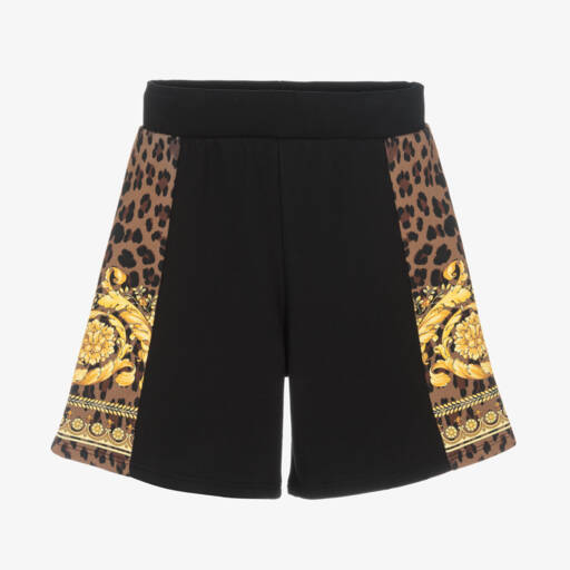 Versace-Boys Cotton Black Baroque Shorts | Childrensalon Outlet