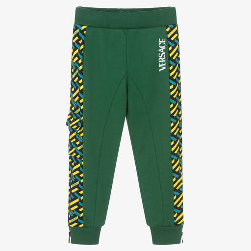 Versace-Boys Green La Greca Joggers | Childrensalon Outlet