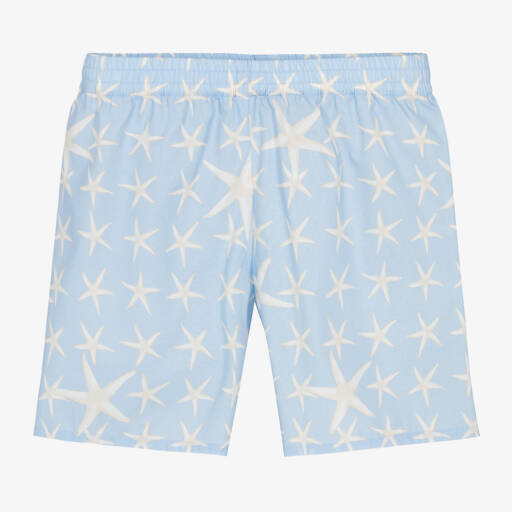 Versace-Boys Light Blue Cotton Shorts | Childrensalon Outlet