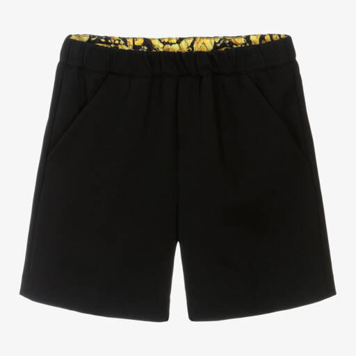 Versace-شورت جيرسي ميلانو لون أسود للأولاد | Childrensalon Outlet