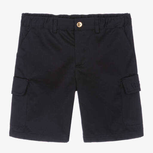 Versace-Boys Navy Cotton Cargo Shorts | Childrensalon Outlet