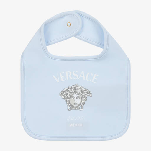 Versace-Boys Pale Blue Cotton Feeding Bib | Childrensalon Outlet