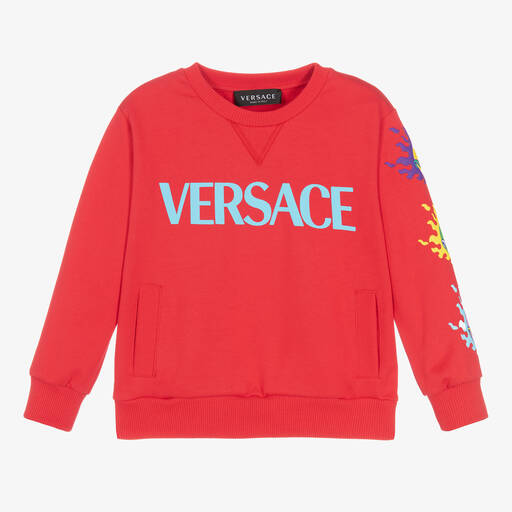 Versace-Boys Red Medusa Sunnies Sweatshirt | Childrensalon Outlet