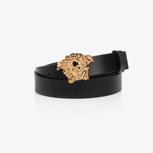 Versace-Boys Sleek Black Leather Belt | Childrensalon Outlet