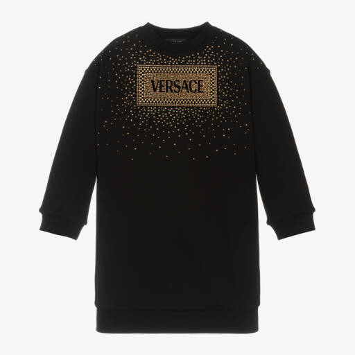 Versace-Черное платье-свитшот из хлопка для девочек | Childrensalon Outlet