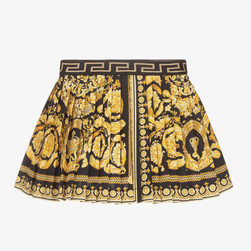 Versace-Girls Black & Gold Barocco Skirt | Childrensalon Outlet