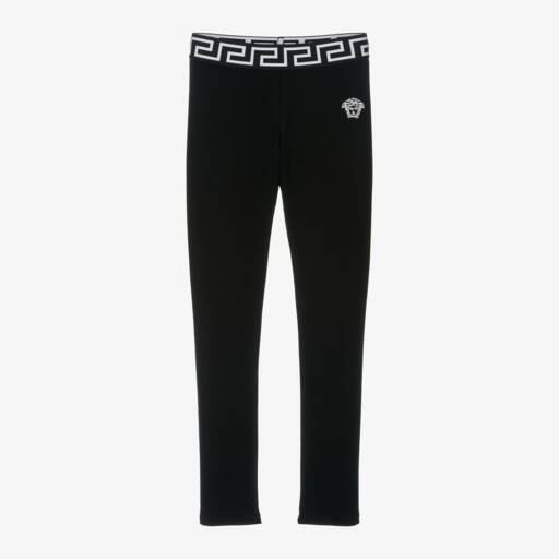 Versace-Леггинсы с черным узором Greca для девочек | Childrensalon Outlet