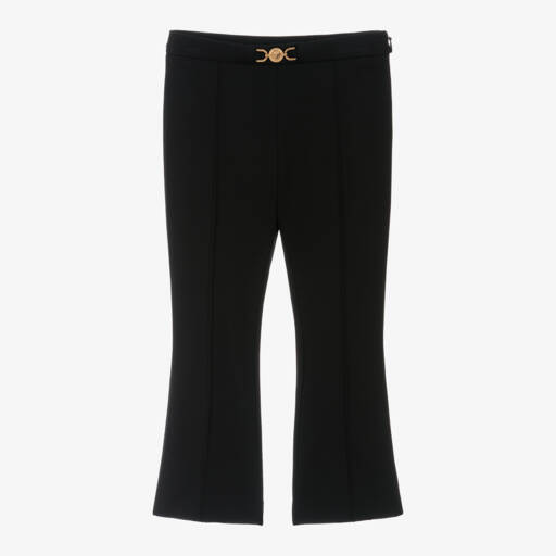 Versace-Girls Black Jersey Flare Trousers | Childrensalon Outlet