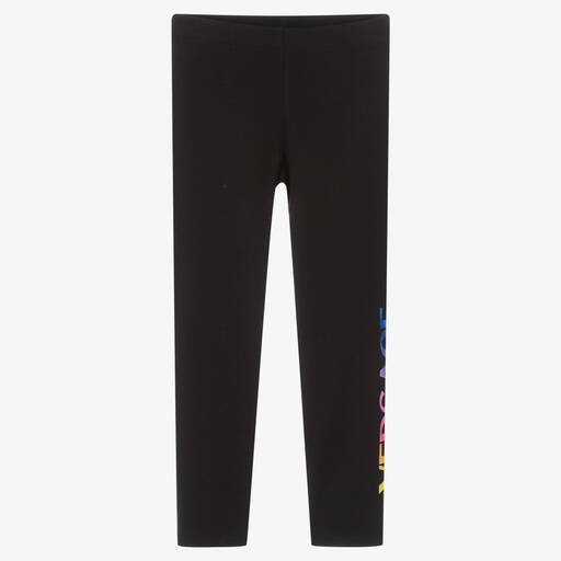Versace-Girls Black Logo Leggings | Childrensalon Outlet
