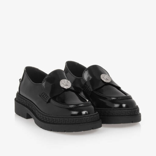 Versace-Girls Black Patent Medusa Loafers | Childrensalon Outlet