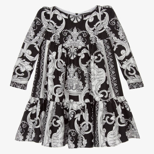 Versace-Girls Black Silk Dress  | Childrensalon Outlet