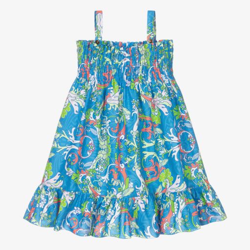 Versace-Girls Blue Baroccofest Dress  | Childrensalon Outlet
