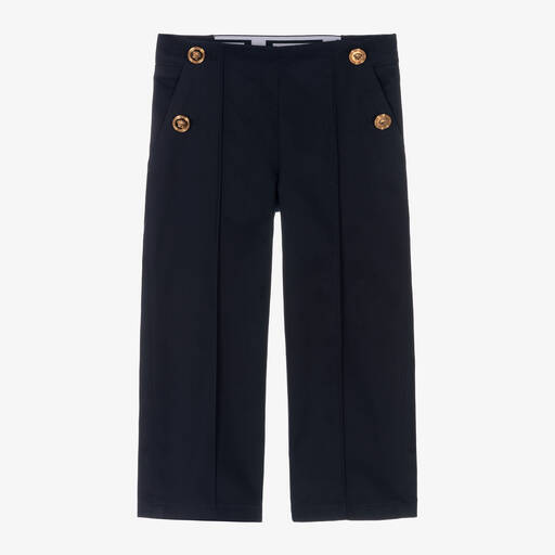 Versace-Girls Blue Cotton Twill Sailor Trousers | Childrensalon Outlet