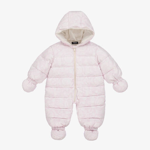 Versace-Girls Blush Barocco Puffer Snowsuit | Childrensalon Outlet