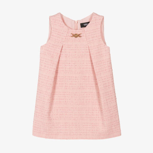 Versace-Розовое твидовое платье для девочек | Childrensalon Outlet