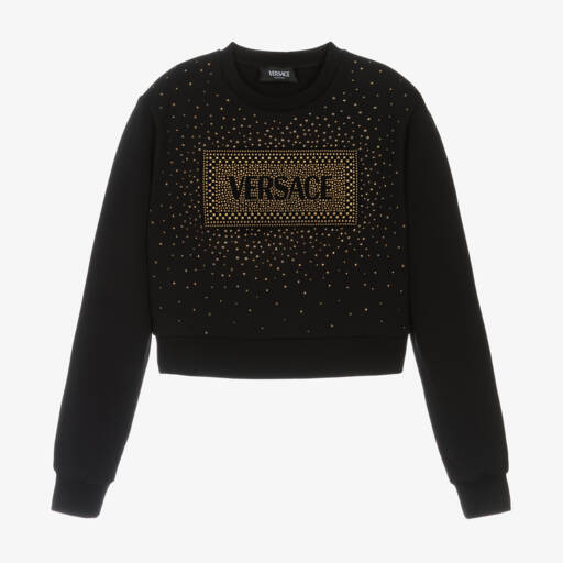 Versace-سويتشيرت قطن لون أسود للبنات | Childrensalon Outlet