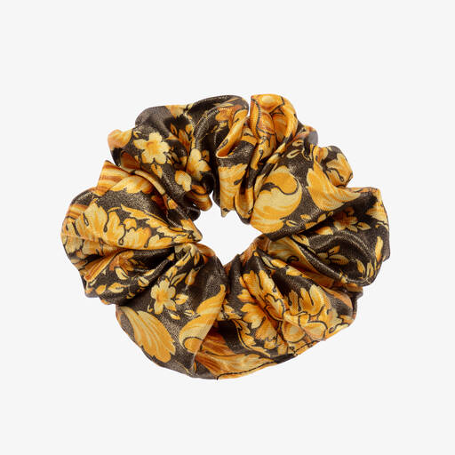 Versace-Золотисто-черная резинка для волос с принтом Barocco | Childrensalon Outlet