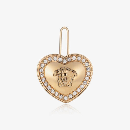 Versace-Girls Gold Heart Medusa Hair Clip (3cm) | Childrensalon Outlet