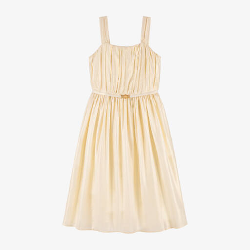 Versace-Girls Gold Silk Party Dress | Childrensalon Outlet
