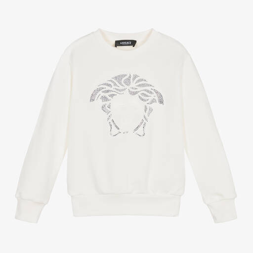 Versace-Girls Ivory Cotton Sweatshirt | Childrensalon Outlet