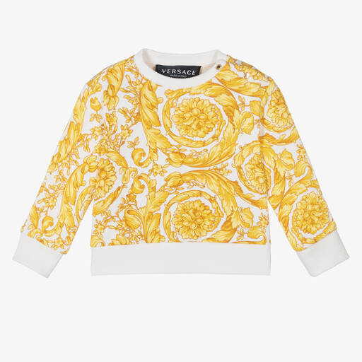 Versace-Sweat ivoire et doré Barocco fille | Childrensalon Outlet