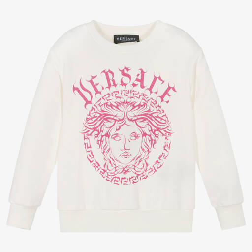 Versace-Girls Ivory & Pink Medusa Sweatshirt | Childrensalon Outlet
