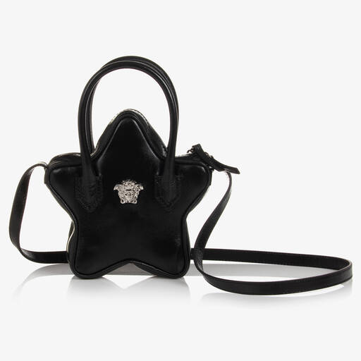 Versace-حقيبة جلد لون أسود للبنات (19 سم) | Childrensalon Outlet