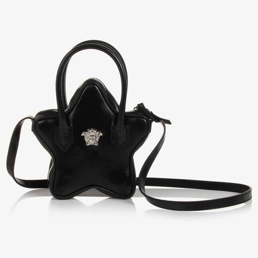 Versace-Girls La Medusa Black Leather Star Bag (19 cm) | Childrensalon Outlet
