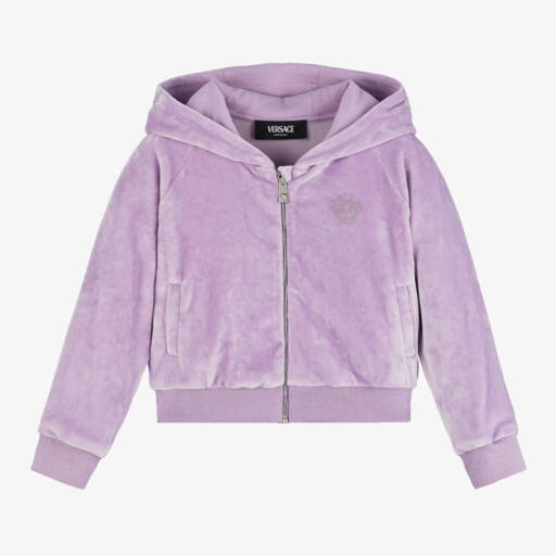 Versace-Girls Lilac Velvet Hoodie | Childrensalon Outlet